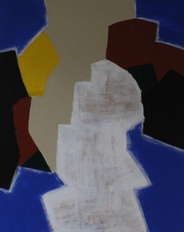 Schilderij getiteld "Abstrait bleu Polia…" door Beatrice Bodasca, Origineel Kunstwerk, Acryl Gemonteerd op Frame voor houten…