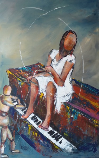 Картина под названием "La vie est un jeu" - Bea Madelenat, Подлинное произведение искусства, Акрил Установлен на Деревянная…