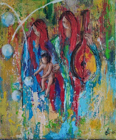 Painting titled "Madones" by Bea Madelenat, Original Artwork, Acrylic Mounted on Wood Stretcher frame