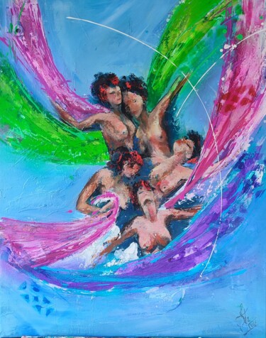 Malarstwo zatytułowany „Ballet Fémina” autorstwa Bea Madelenat, Oryginalna praca, Akryl Zamontowany na Drewniana rama noszy