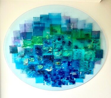 Textile Art titled "Vous avez dit Monet?" by Béatrice Marty, Original Artwork, Patchwork Mounted on Plexiglass