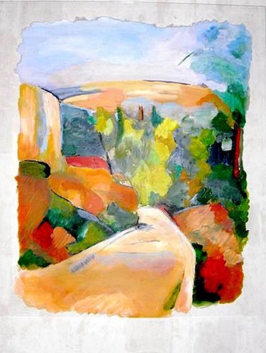 Painting titled "LA ROUTE" by Béatrice Marty, Original Artwork, Acrylic Mounted on Plexiglass