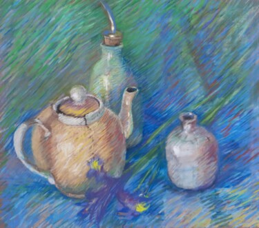 제목이 "Teapot, vase and oi…"인 미술작품 Béatrice Mitry로, 원작, 파스텔