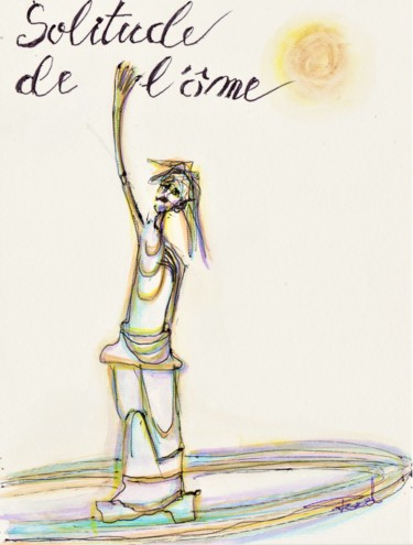 Tekening getiteld "l'être intérieur n°1" door Béatrice Pillard, Origineel Kunstwerk, Aquarel