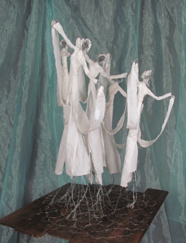 Sculptuur getiteld "voiles n°5 "l'envol"" door Béatrice Pillard, Origineel Kunstwerk, Metalen