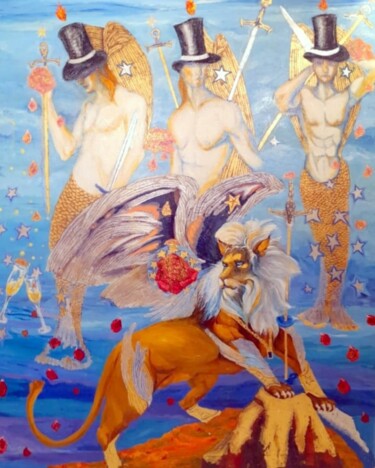 Painting titled "LOS PRINCIPES DEL C…" by Beatriz Zucaro, Original Artwork, Oil Mounted on Wood Stretcher frame