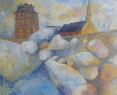 Painting titled "le sillon de galets…" by Bea Rialland, Original Artwork, Oil