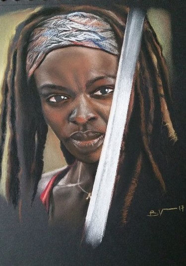 Drawing titled "Michonne.jpg" by Béatrice Viez, Original Artwork, Pastel