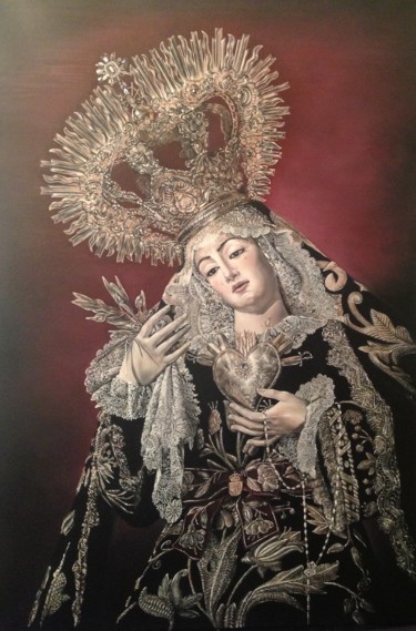 Peinture intitulée "Virgen de los Dolor…" par Beatriz Torrequebrada Domínguez, Œuvre d'art originale, Huile