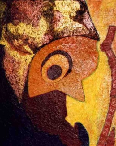 Peinture intitulée "Le griot" par Bebu, Œuvre d'art originale, Huile