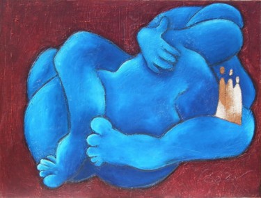 Painting titled "Sans titre" by Bebu, Original Artwork, Oil