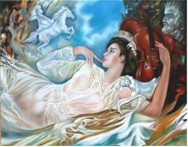 Painting titled "Rêverie enchantée" by Aurore Alexis, Original Artwork, Oil