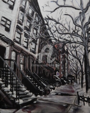 Painting titled "New York Cold" by Becky Arner, Original Artwork, Acrylic