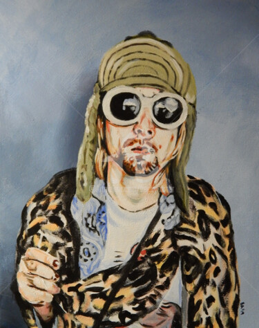 Painting titled "Kurt Cobain in Sung…" by Becky Arner, Original Artwork, Acrylic