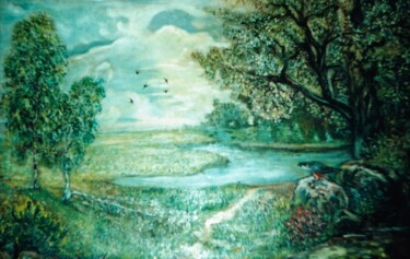 Peinture intitulée "У реки" par Beker, Œuvre d'art originale, Huile