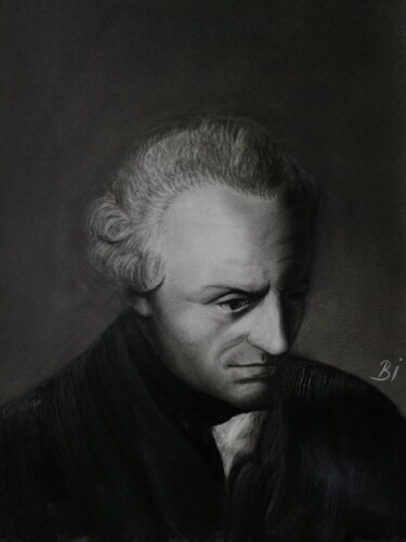 Рисунок под названием "Immanuel Kant" - Bekir İSlam, Подлинное произведение искусства, Графит Установлен на картон