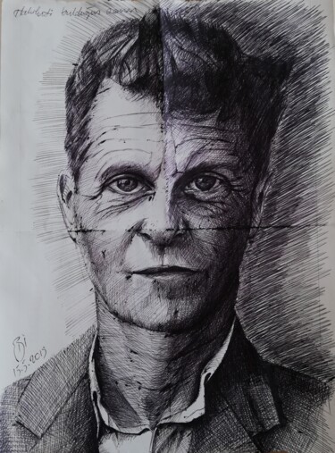 Σχέδιο με τίτλο "Ludwig Wittgenstein" από Bekir İSlam, Αυθεντικά έργα τέχνης, Στυλό