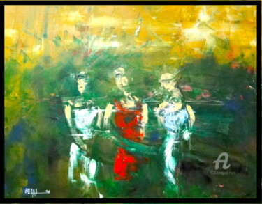 Schilderij getiteld "Three women" door Belal Jurewa, Origineel Kunstwerk, Olie