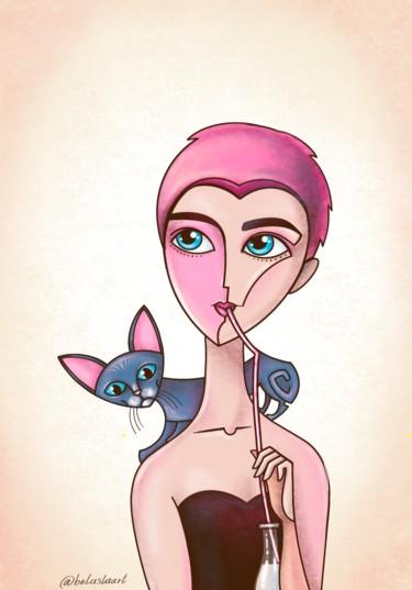 数字艺术 标题为“Kitty” 由Yulia Belasla, 原创艺术品, 2D数字工作