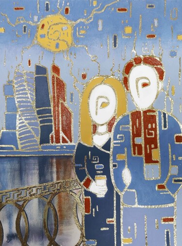 Peinture intitulée "Moscow Сity" par Yulia Belasla, Œuvre d'art originale, Acrylique