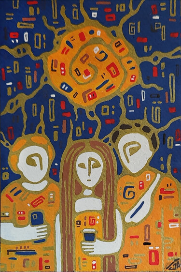 Malerei mit dem Titel "Under the orange sun" von Yulia Belasla, Original-Kunstwerk, Acryl