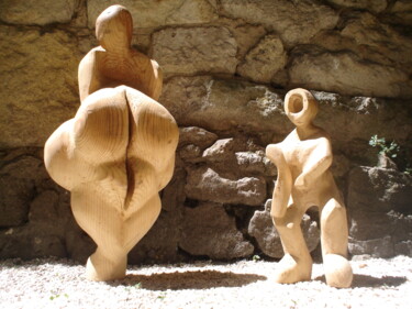 Skulptur mit dem Titel "Couple" von Belfeygor, Original-Kunstwerk, Holz