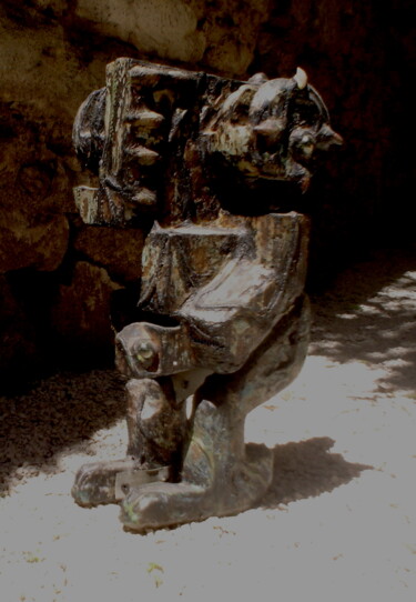 Skulptur mit dem Titel "Guerrier#1" von Belfeygor, Original-Kunstwerk, Holz