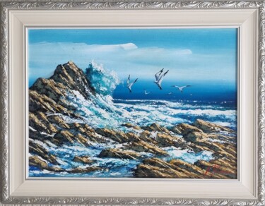 Painting titled "blue sea" by Bellasartes Caldas Novas, Original Artwork, Acrylic