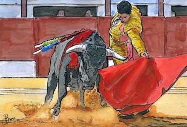 Peinture intitulée "Corrida 01" par Jean-Luc Bellini, Œuvre d'art originale, Huile