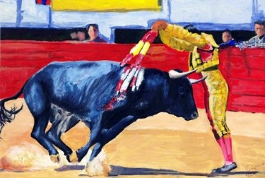 Peinture intitulée "Corrida 02" par Jean-Luc Bellini, Œuvre d'art originale, Huile