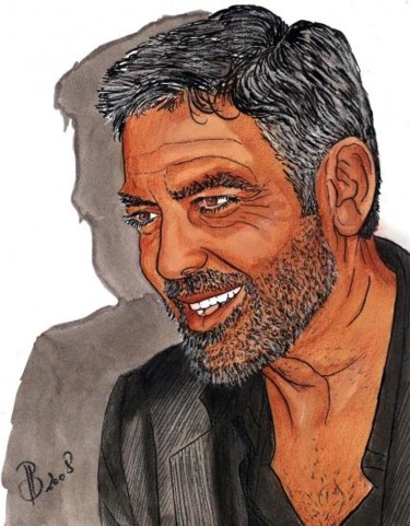 Peinture intitulée "Georges Clooney" par Jean-Luc Bellini, Œuvre d'art originale, Huile