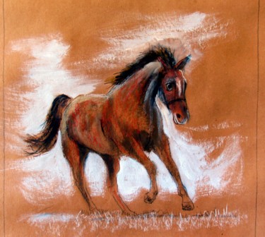 Desenho intitulada "Cheval - etude 3" por Jean-Luc Bellini, Obras de arte originais, Giz