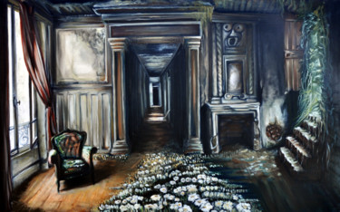 Картина под названием "Floor flowers" - Bellule' Art, Подлинное произведение искусства, Масло Установлен на Деревянная рама…