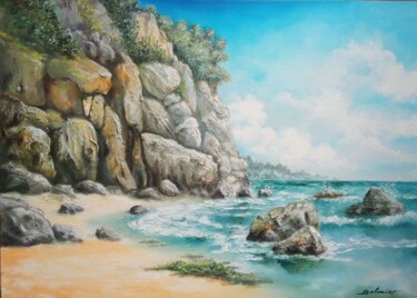 Pintura intitulada "Praia da rocha" por Belmiro Dias Ferreira, Obras de arte originais, Óleo