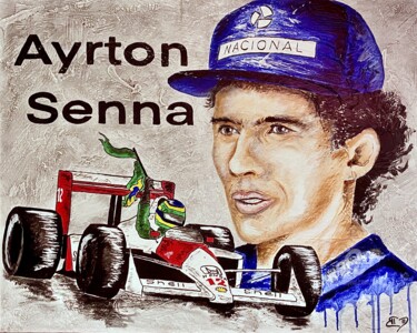 Pittura intitolato ""Ayrton Senna"" da David Belo, Opera d'arte originale, Acrilico Montato su Telaio per barella in legno