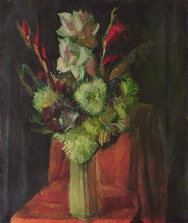 Malerei mit dem Titel "Flowers in a vase" von Vasily Belikov, Original-Kunstwerk, Öl