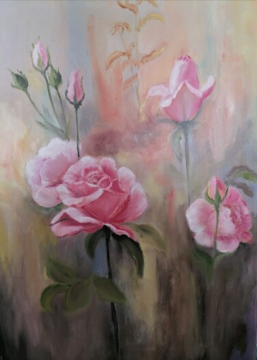 Картина под названием "Розы" - Наталья Белякова, Подлинное произведение искусства, Масло