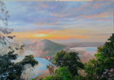 Pintura titulada "Бали закат в горах" por Natalia Beliakova, Obra de arte original, Oleo