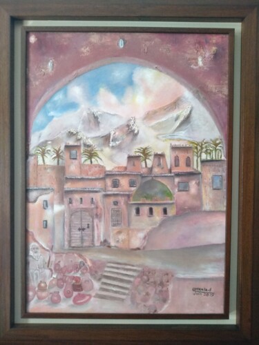 「Kasbah du sud Maroc…」というタイトルの絵画 Benaceur Ourkiaによって, オリジナルのアートワーク, オイル