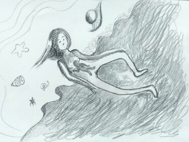 Dessin intitulée "femme enceinte béné" par Bénédicte Mathieu Labrot, Œuvre d'art originale, Crayon
