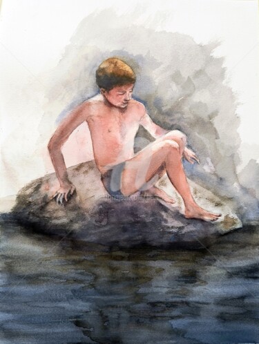 Malerei mit dem Titel "Figura humana 0524…" von Benilde, Original-Kunstwerk, Aquarell