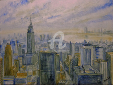 Malerei mit dem Titel "City Landscape" von Benilde, Original-Kunstwerk, Aquarell