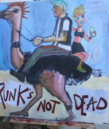 Pittura intitolato "L'autruche punk !" da Benis, Opera d'arte originale, Acrilico