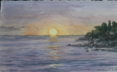 Pintura titulada "L'alba nella rivier…" por Benito Lizza, Obra de arte original, Acuarela