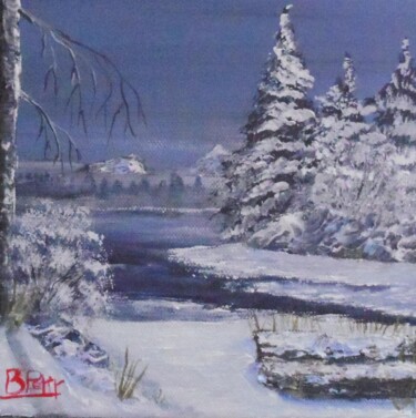 Ζωγραφική με τίτλο "rivière hivernal" από Benjamin Petit, Αυθεντικά έργα τέχνης, Ακρυλικό