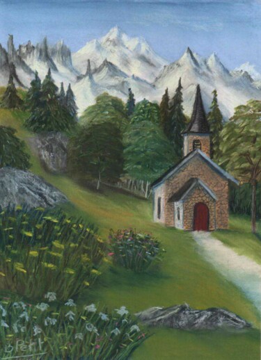 Peinture intitulée "montange-chapelle" par Benjamin Petit, Œuvre d'art originale, Pastel