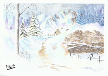 Malerei mit dem Titel "Chemin de montagne" von Benjamin Petit, Original-Kunstwerk, Aquarell