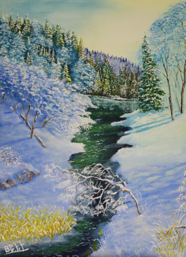Painting titled "Cours de l'hiver" by Benjamin Petit, Original Artwork, Acrylic