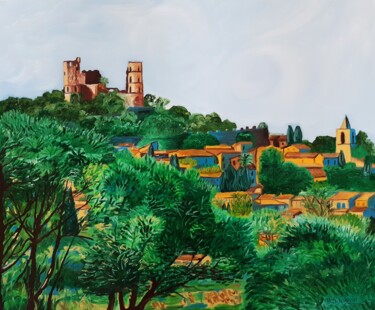 Painting titled "Grimaud" by Benjamin, Original Artwork, Oil Mounted on Wood Stretcher frame