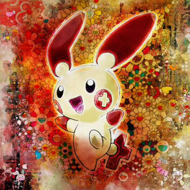 Painting titled "Pokemon : Plusle" by Benny Arte, Original Artwork, Digital Painting